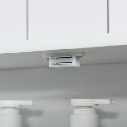 Wall-mounted Bathroom Mirror Cabinet - Mirror Cabinet - Toilet Storage Cupboard - 4 Doors, Shelf - White MDF Glass