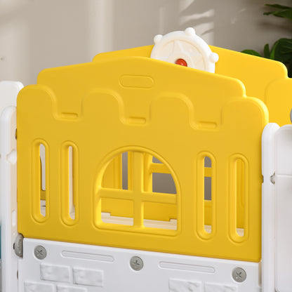 Children's Slide, 7 in 1, Toddler Slide with Basketball Hoop, Climbing Frame, Telescope, Tunnel, Steering Wheel, Platform Walkway, Storage Basket, Playground for 1 to 3 Year Olds