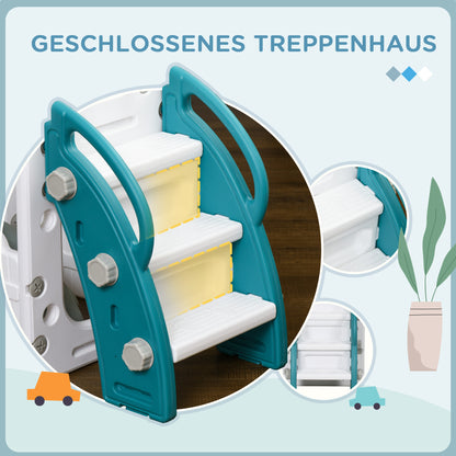 Children's Slide, 7 in 1, Toddler Slide with Basketball Hoop, Climbing Frame, Telescope, Tunnel, Steering Wheel, Platform Walkway, Storage Basket, Playground for 1 to 3 Year Olds