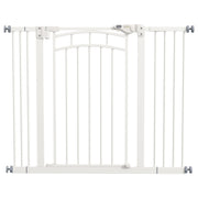 Stair Gate Dog Door Guard with Two Extensions, Dog Barrier Gate with Automatic Closing Door, One-Hand Opening, 74-100 cm, for Small to Medium Dogs, White
