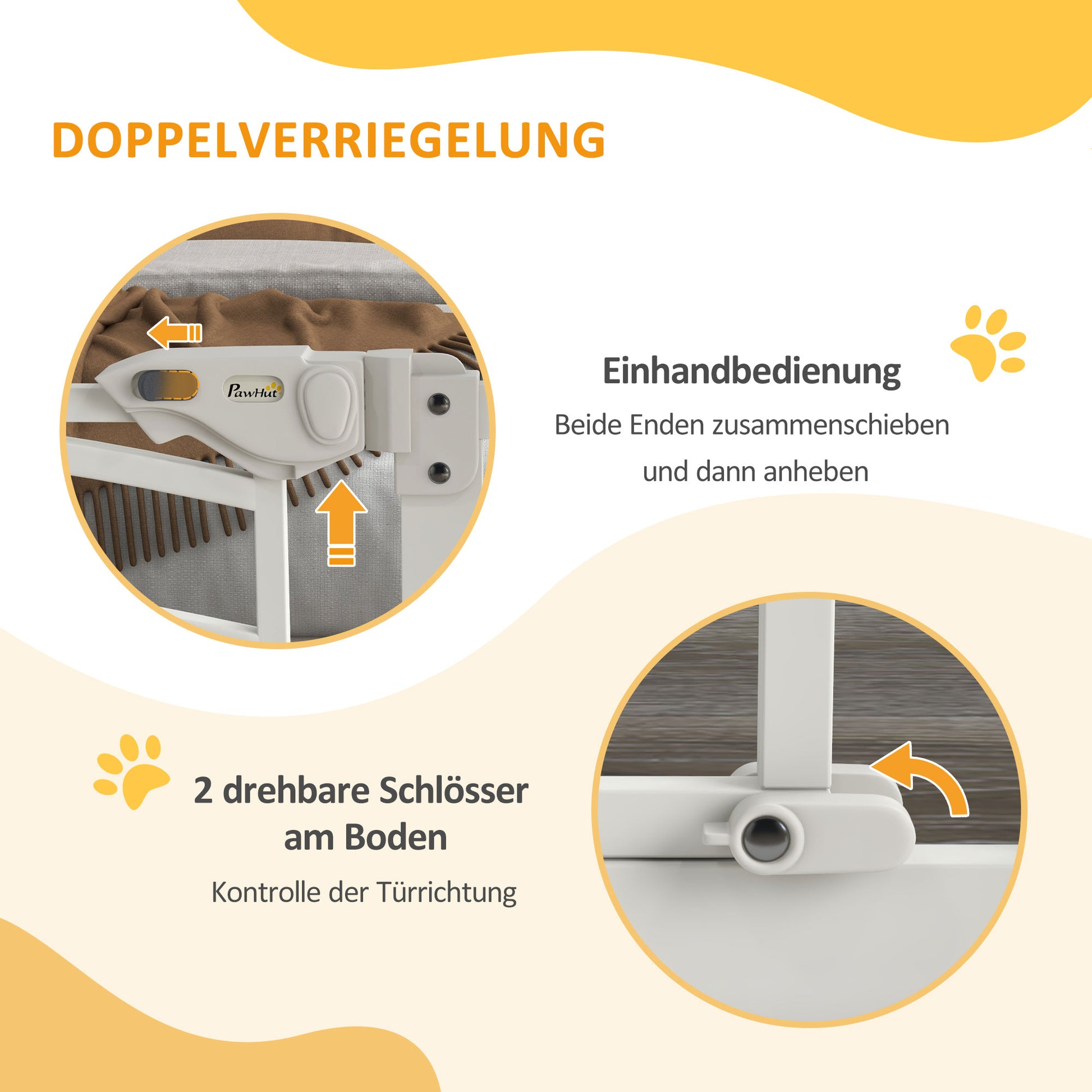 Stair Gate Dog Door Guard with Two Extensions, Dog Barrier Gate with Automatic Closing Door, One-Hand Opening, 74-100 cm, for Small to Medium Dogs, White