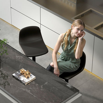 Set of 2 Bar Stools Height-Adjustable Swivel Barstool Counter Stools with Backrest and Footrest, Non-Slip Stools, Faux Leather, Black