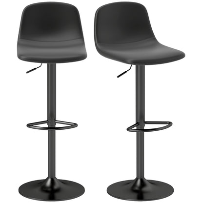 Set of 2 Bar Stools Height-Adjustable Swivel Barstool Counter Stools with Backrest and Footrest, Non-Slip Stools, Faux Leather, Black