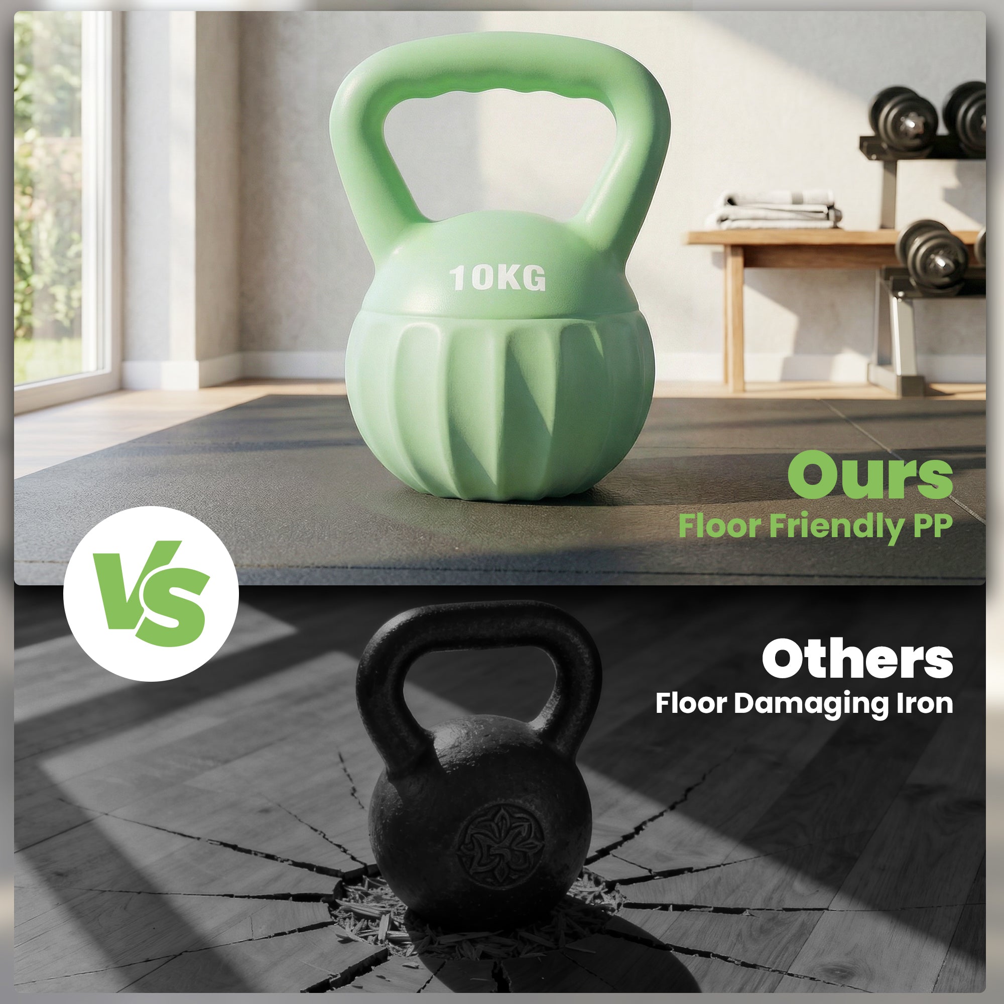 SPORTNOW Kettlebell 10 kg (22 lb) Sand-Filled Weight for Home Strength Training — Green