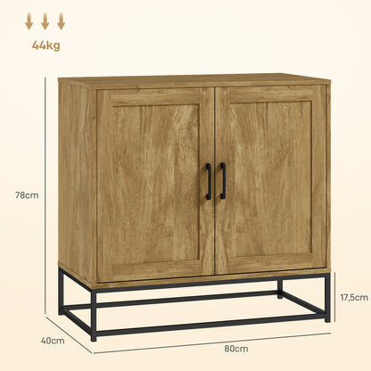 Modern Style Buffet Cabinet with 2 Doors, Adjustable Shelf - Dining and Living Room Sideboard, 80 x 40 x 78 cm, Natural Wood