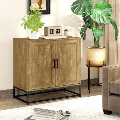 Modern Style Buffet Cabinet with 2 Doors, Adjustable Shelf - Dining and Living Room Sideboard, 80 x 40 x 78 cm, Natural Wood