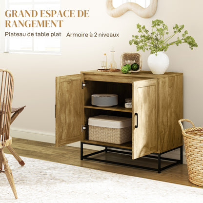 Modern Style Buffet Cabinet with 2 Doors, Adjustable Shelf - Dining and Living Room Sideboard, 80 x 40 x 78 cm, Natural Wood
