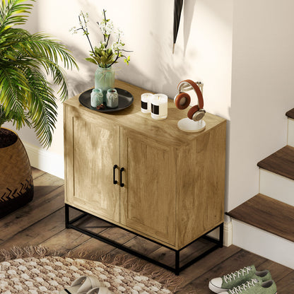 Modern Style Buffet Cabinet with 2 Doors, Adjustable Shelf - Dining and Living Room Sideboard, 80 x 40 x 78 cm, Natural Wood