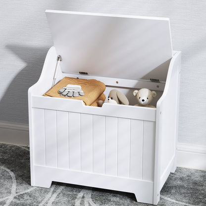 Chest, Storage Box with Lid, Cushion Box Storage Chest, Toy Box, Device Box, for Living Room, Bedroom, White, 60 x 38 x 56 cm
