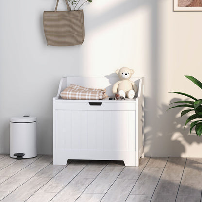Chest, Storage Box with Lid, Cushion Box Storage Chest, Toy Box, Device Box, for Living Room, Bedroom, White, 60 x 38 x 56 cm