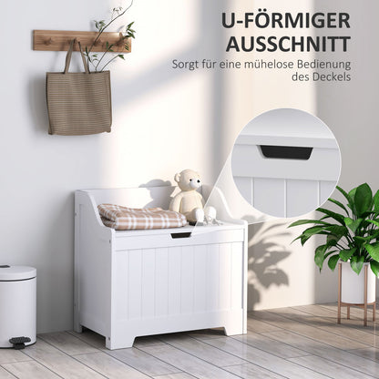 Chest, Storage Box with Lid, Cushion Box Storage Chest, Toy Box, Device Box, for Living Room, Bedroom, White, 60 x 38 x 56 cm