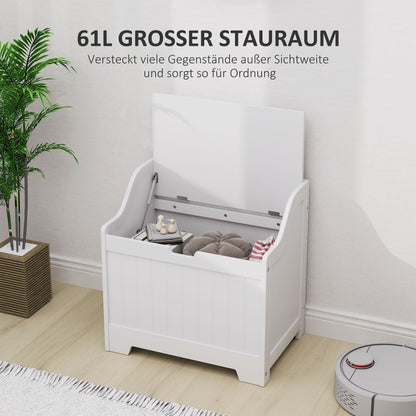 Chest, Storage Box with Lid, Cushion Box Storage Chest, Toy Box, Device Box, for Living Room, Bedroom, White, 60 x 38 x 56 cm