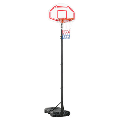 Outdoor Basketball Hoop with Pole, Backboard, Wheeled Weighted Base Adjustable Height 2.1-2.6m (Hoop) - Black, White, and Red