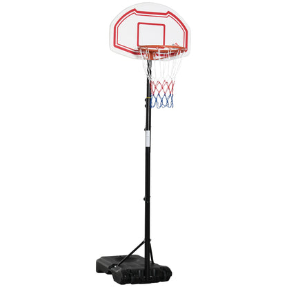 Outdoor Basketball Hoop with Pole, Backboard, Wheeled Weighted Base Adjustable Height 2.1-2.6m (Hoop) - Black, White, and Red