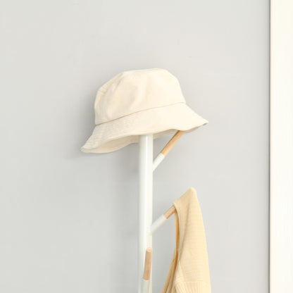 Coat Rack Stand Tree Coat Rack with 6 Wood Hooks for Clothes Bags Scarves and Metal Frame for Living Room Entryway Bedroom 35x35x174 cm White