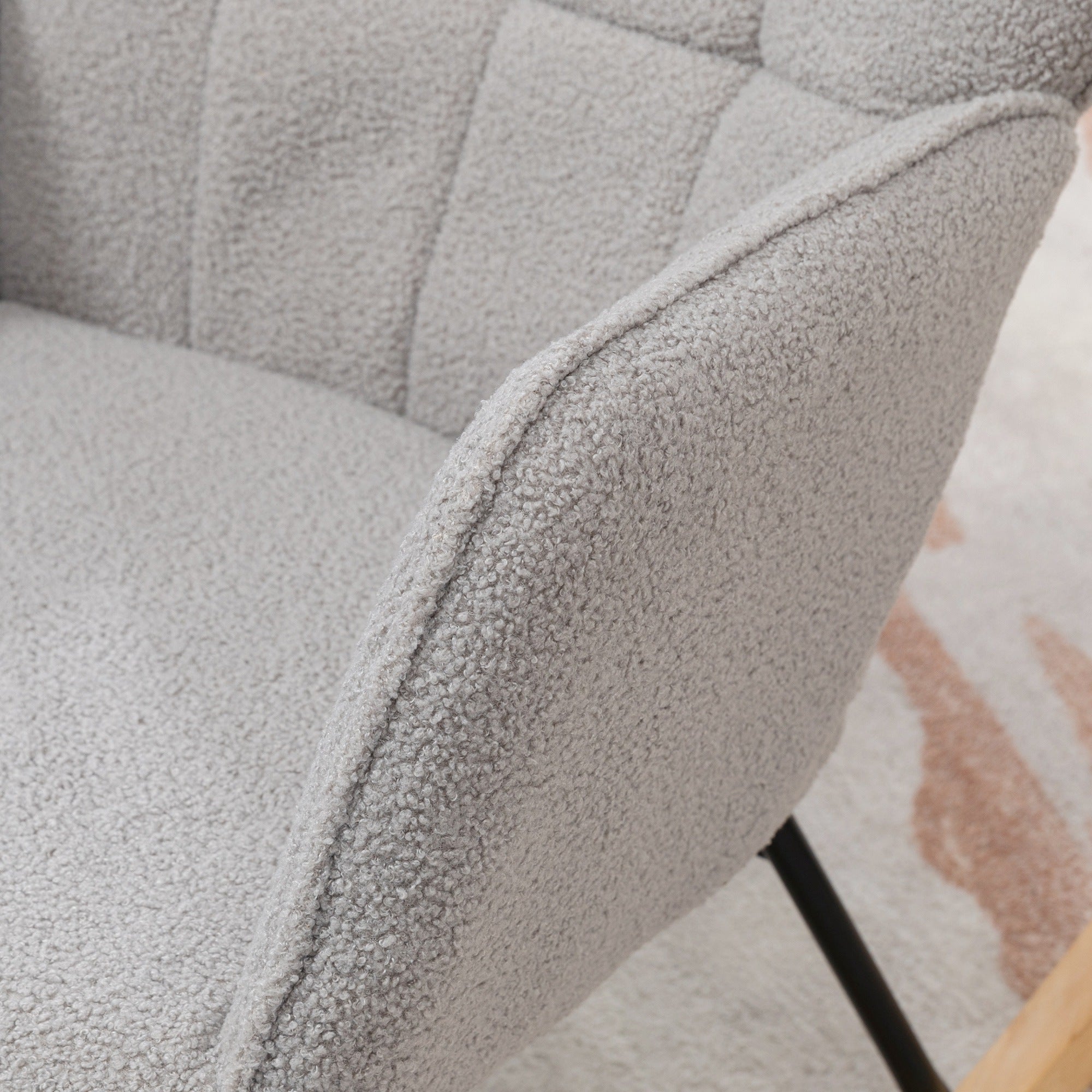 Rocking Chair, Rocking Armchair with Berber Fleece Look, Armrest, Padded Chair with Wooden Rockers, Relax Armchair for Living Room, Bedroom, up to 120kg Load, Light Grey