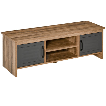 TV Stand for 42" TVs with 2 Closed Compartments with Metal Doors and 2 Open Shelves Modern living room furniture TV table 109x35x38 cm Natural Wood and Gray