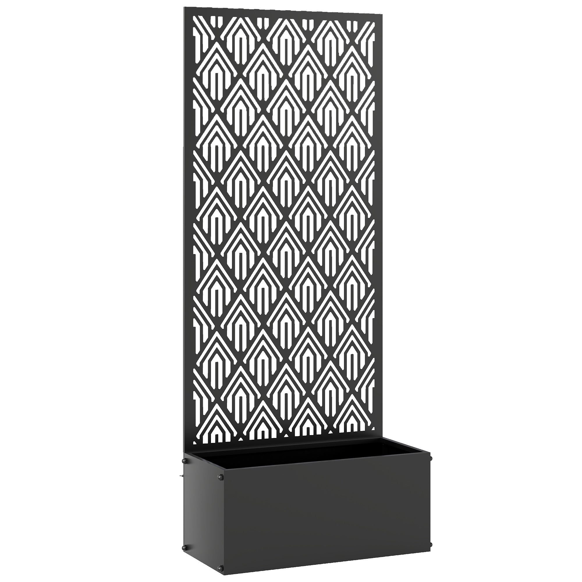 Planter with Trellis — Metal Raised Flower Bed with Privacy Screen for Climbing Plants, Vegetables & Flowers, Indoor/Outdoor, Patio/Balcony, 45 x 21.5 x 110 cm, Black