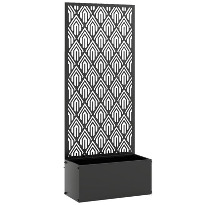 Planter with Trellis — Metal Raised Flower Bed with Privacy Screen for Climbing Plants, Vegetables & Flowers, Indoor/Outdoor, Patio/Balcony, 45 x 21.5 x 110 cm, Black