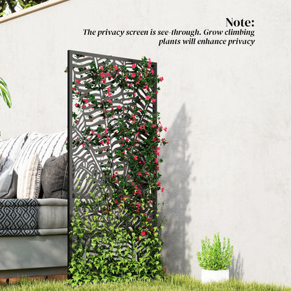 Freestanding/Suspendable Privacy Screen 25.6 x 51.2 in – Metal Panel Divider for Balcony & Terrace, Black