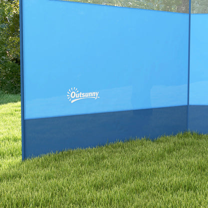 Folding Windbreak Camping Privacy Screen with Light Source Window, Pegs, Ropes, Windbreak Fence Beach Windshield Sun Shade for Camping Garden, Beach, Patio 440 x 140 cm Blue