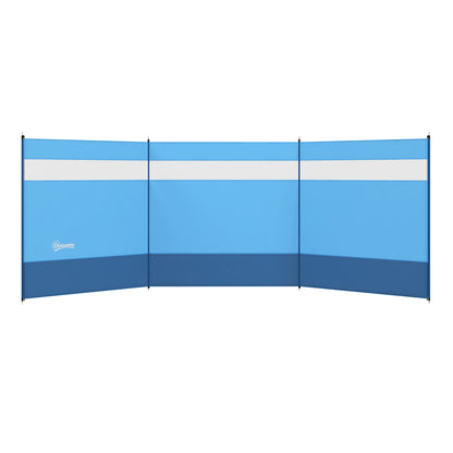 Folding Windbreak Camping Privacy Screen with Light Source Window, Pegs, Ropes, Windbreak Fence Beach Windshield Sun Shade for Camping Garden, Beach, Patio 440 x 140 cm Blue