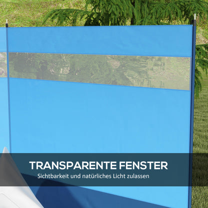 Folding Windbreak Camping Privacy Screen with Light Source Window, Pegs, Ropes, Windbreak Fence Beach Windshield Sun Shade for Camping Garden, Beach, Patio 440 x 140 cm Blue