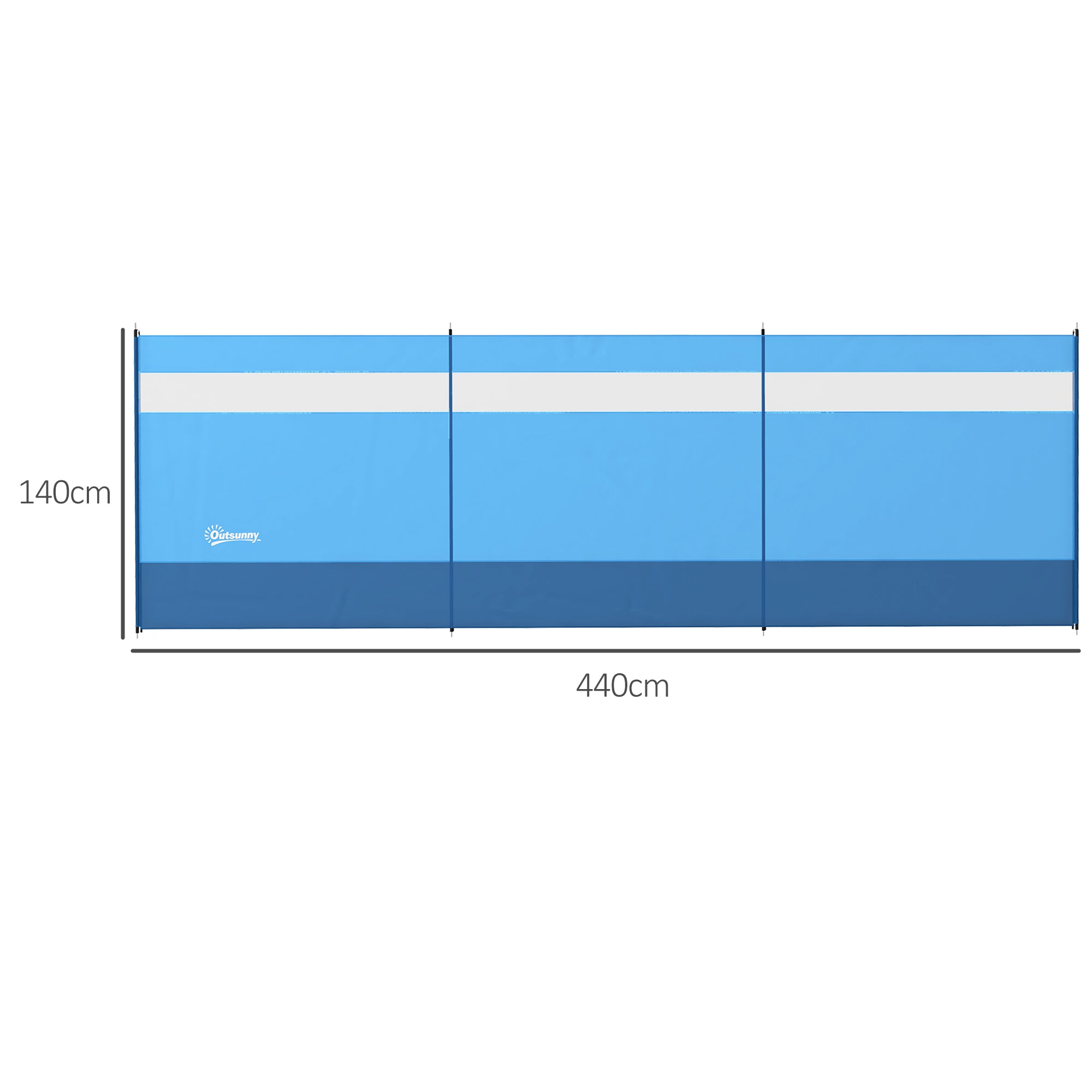 Folding Windbreak Camping Privacy Screen with Light Source Window, Pegs, Ropes, Windbreak Fence Beach Windshield Sun Shade for Camping Garden, Beach, Patio 440 x 140 cm Blue