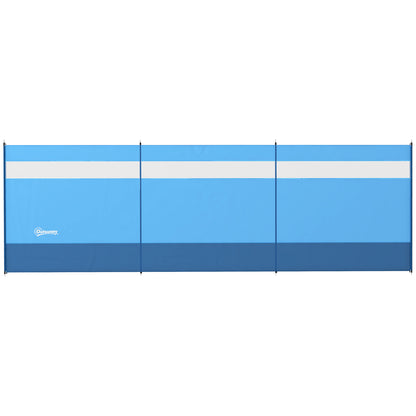 Folding Windbreak Camping Privacy Screen with Light Source Window, Pegs, Ropes, Windbreak Fence Beach Windshield Sun Shade for Camping Garden, Beach, Patio 440 x 140 cm Blue
