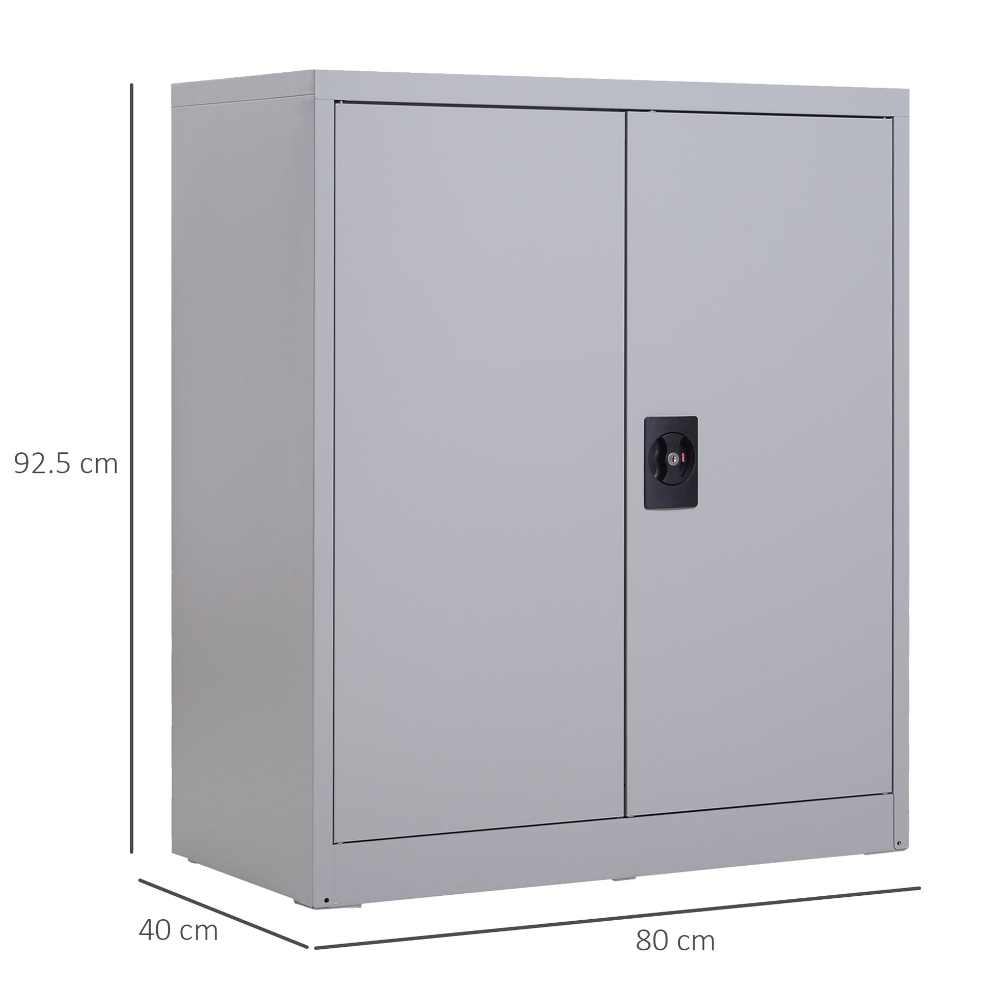 Cabinet Mobile Adjustable Shelf Secure Lock for Home Office Garage Steel 80x40x92.5cm Gray