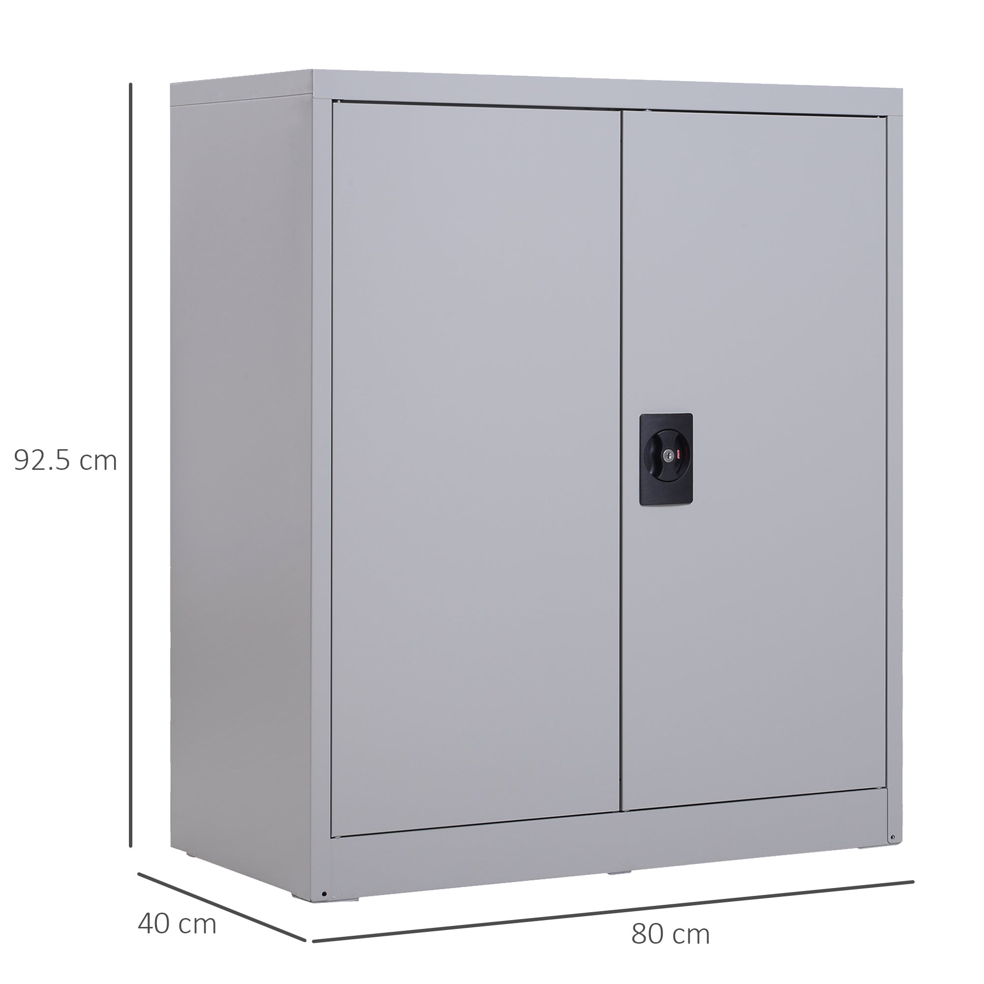 Cabinet Mobile Adjustable Shelf Secure Lock for Home Office Garage Steel 80x40x92.5cm Gray