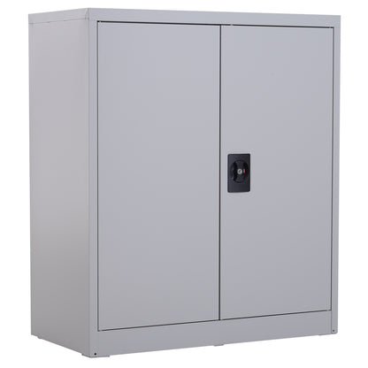 Cabinet Mobile Adjustable Shelf Secure Lock for Home Office Garage Steel 80x40x92.5cm Gray