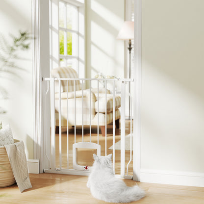 Expandable Safety Gate for Dogs, 29.5–33.5 in (75–85 cm) — For Doors & Stairs, Small Door, Pressure-Mount, Double Lock, White
