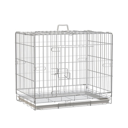Foldable Metal Wire Dog Crate with Removable Tray, 1 Door with Lock - 61 x 43 x 50 cm White