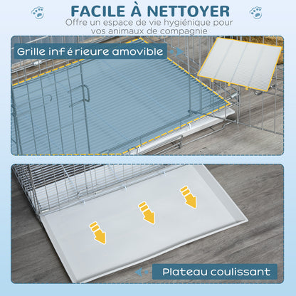 Foldable Metal Wire Dog Crate with Removable Tray, 1 Door with Lock - 61 x 43 x 50 cm White