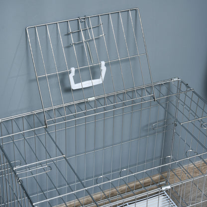 Foldable Metal Wire Dog Crate with Removable Tray, 1 Door with Lock - 61 x 43 x 50 cm White
