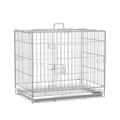 Foldable Metal Wire Dog Crate with Removable Tray, 1 Door with Lock - 61 x 43 x 50 cm White