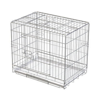 Foldable Metal Wire Dog Crate with Removable Tray, 1 Door with Lock - 61 x 43 x 50 cm White