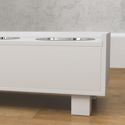 Raised Dog Bowl, Height Adjustable Feeding Bowl for Dogs with Storage, 2 x 1L Stainless Steel Bowls, Anti-Gulping Mat, for Medium-Sized Dogs, White