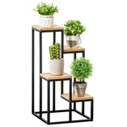 Plant Stand, Flower Steps with 4 Tiers, Multi-level Plant Rack, Plant Stand for Garden, Balcony, Wood, Natural, 34 x 34 x 66 cm