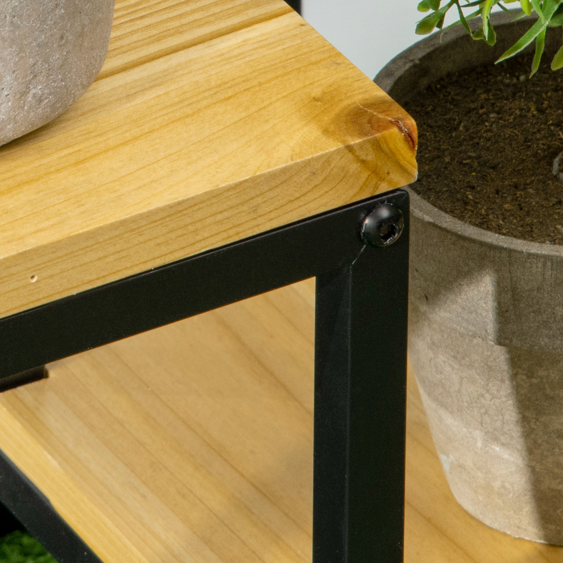 Plant Stand, Flower Steps with 4 Tiers, Multi-level Plant Rack, Plant Stand for Garden, Balcony, Wood, Natural, 34 x 34 x 66 cm