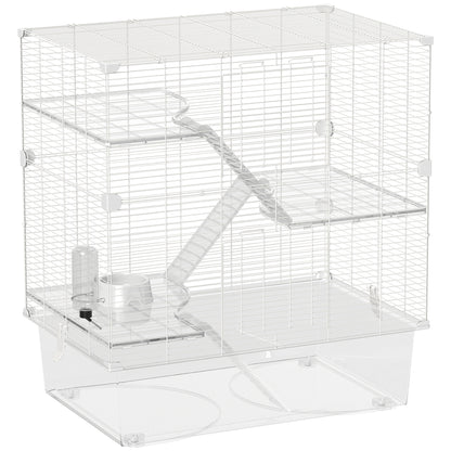 4-Level Small Animal Cage Rodent Cage with Deep Tray Ramps Platforms Feeder and Drinker Enclosure for Chinchillas Ferrets Hamsters 73x47x80 cm White