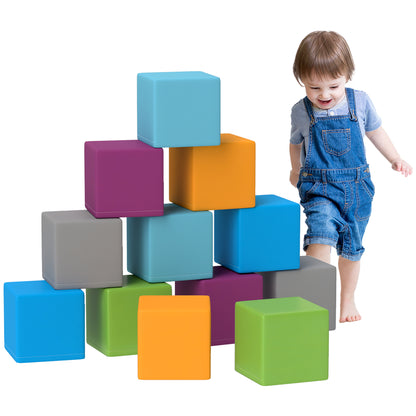 Soft Blocks 12-Piece Set Foam Building Blocks Giant Bricks Construction Toy Foam Blocks for 1-3 Years Old Children Faux Leather EPE