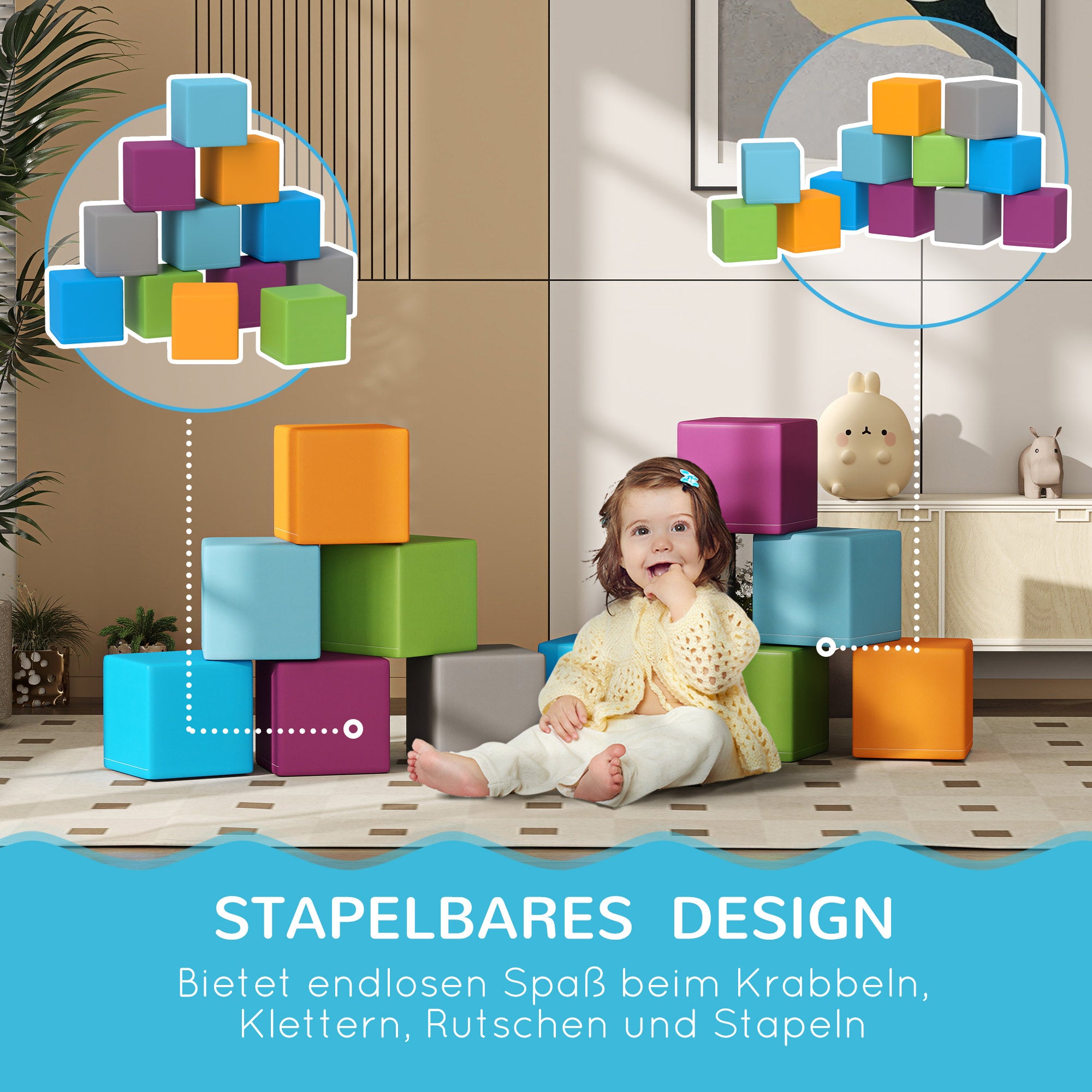 Soft Blocks 12-Piece Set Foam Building Blocks Giant Bricks Construction Toy Foam Blocks for 1-3 Years Old Children Faux Leather EPE