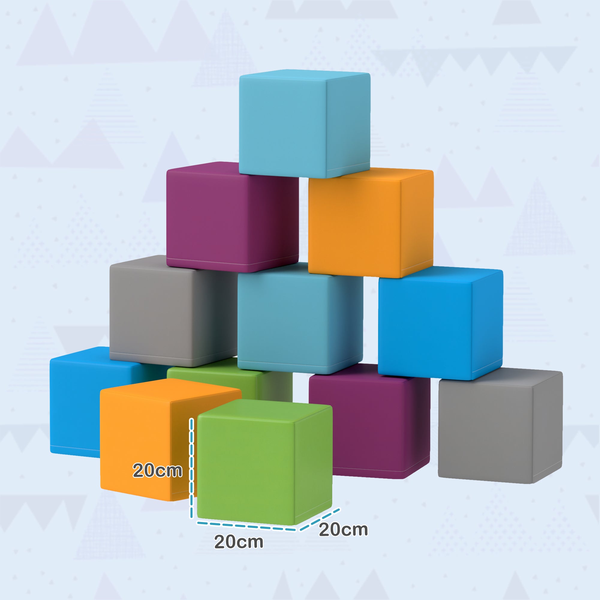 Soft Blocks 12-Piece Set Foam Building Blocks Giant Bricks Construction Toy Foam Blocks for 1-3 Years Old Children Faux Leather EPE
