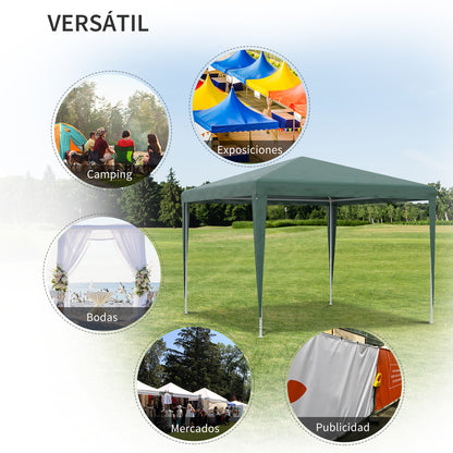 3x3m Detachable Gazebo Garden Pavilion with 4 Drainage Holes and Anti-UV Steel Frame for Terrace Patio Outdoor Camping Green