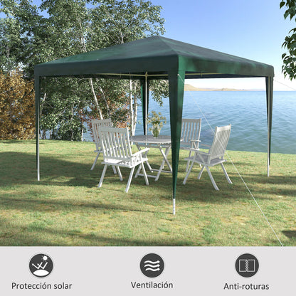 3x3m Detachable Gazebo Garden Pavilion with 4 Drainage Holes and Anti-UV Steel Frame for Terrace Patio Outdoor Camping Green