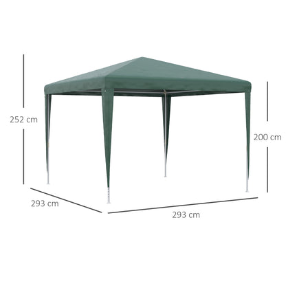 3x3m Detachable Gazebo Garden Pavilion with 4 Drainage Holes and Anti-UV Steel Frame for Terrace Patio Outdoor Camping Green