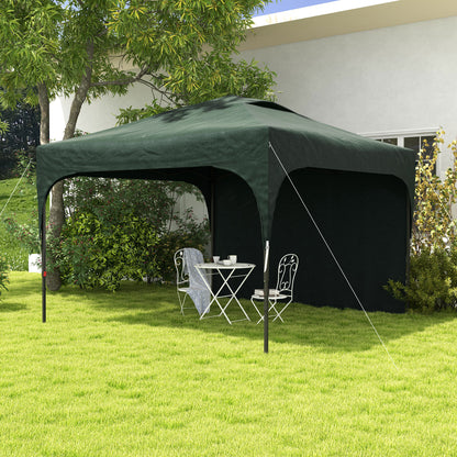 Foldable Gazebo 9.84x9.84 ft Garden Canopy with Adjustable Height 1 Side Wall Waterproof 4 Sand Bags and Carrying Bag Gazebo for Outdoor Patio Parties Green