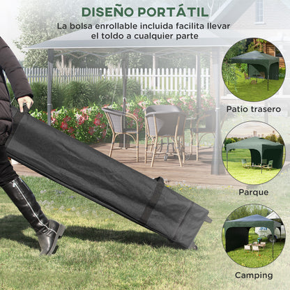 Foldable Gazebo 9.84x9.84 ft Garden Canopy with Adjustable Height 1 Side Wall Waterproof 4 Sand Bags and Carrying Bag Gazebo for Outdoor Patio Parties Green